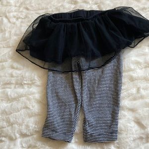 Carters size 6 months black and white striped crops with attached black tutu!